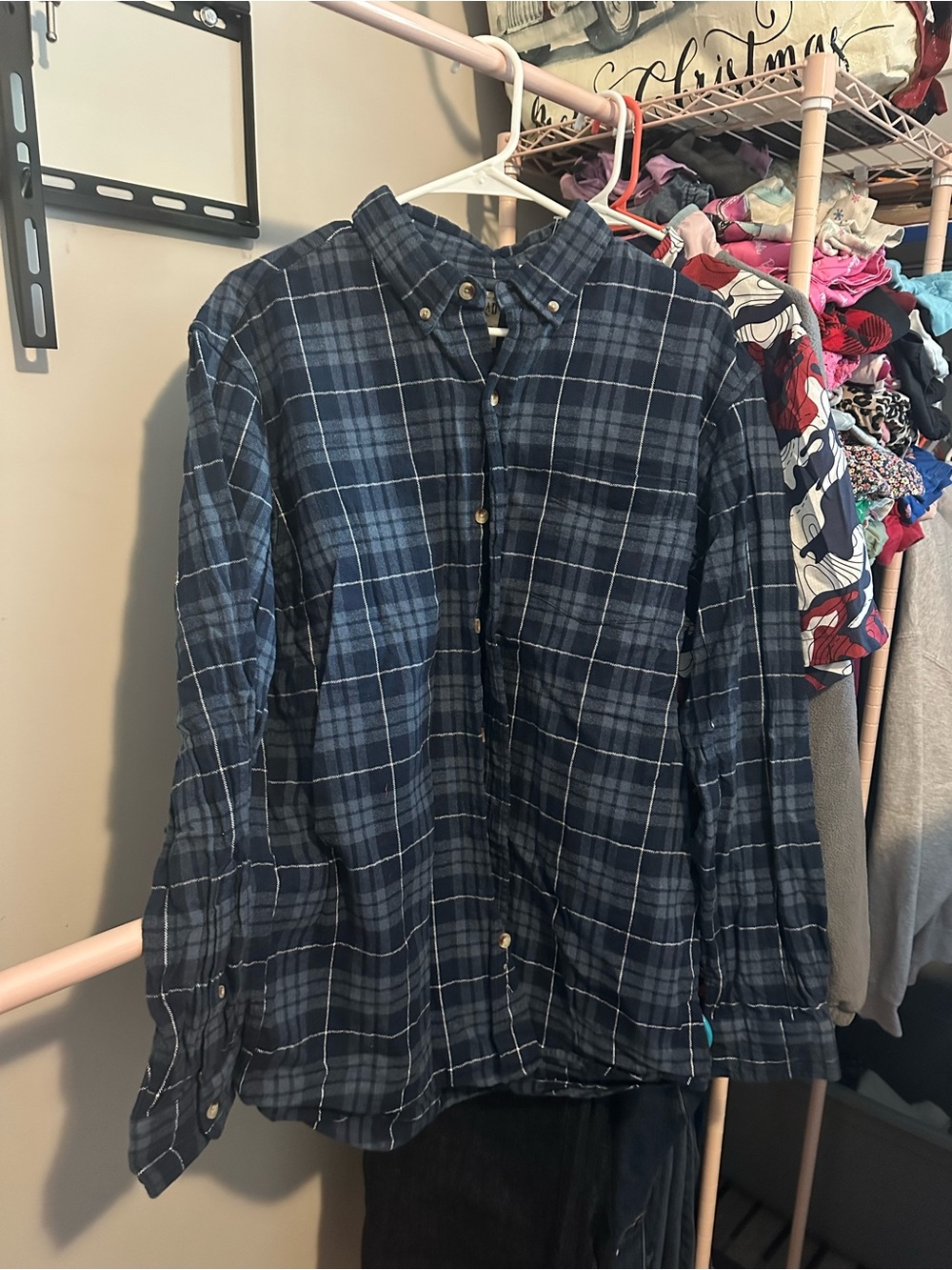 RedHead Men's Navy and Gray Plaid Button-Down Shirt